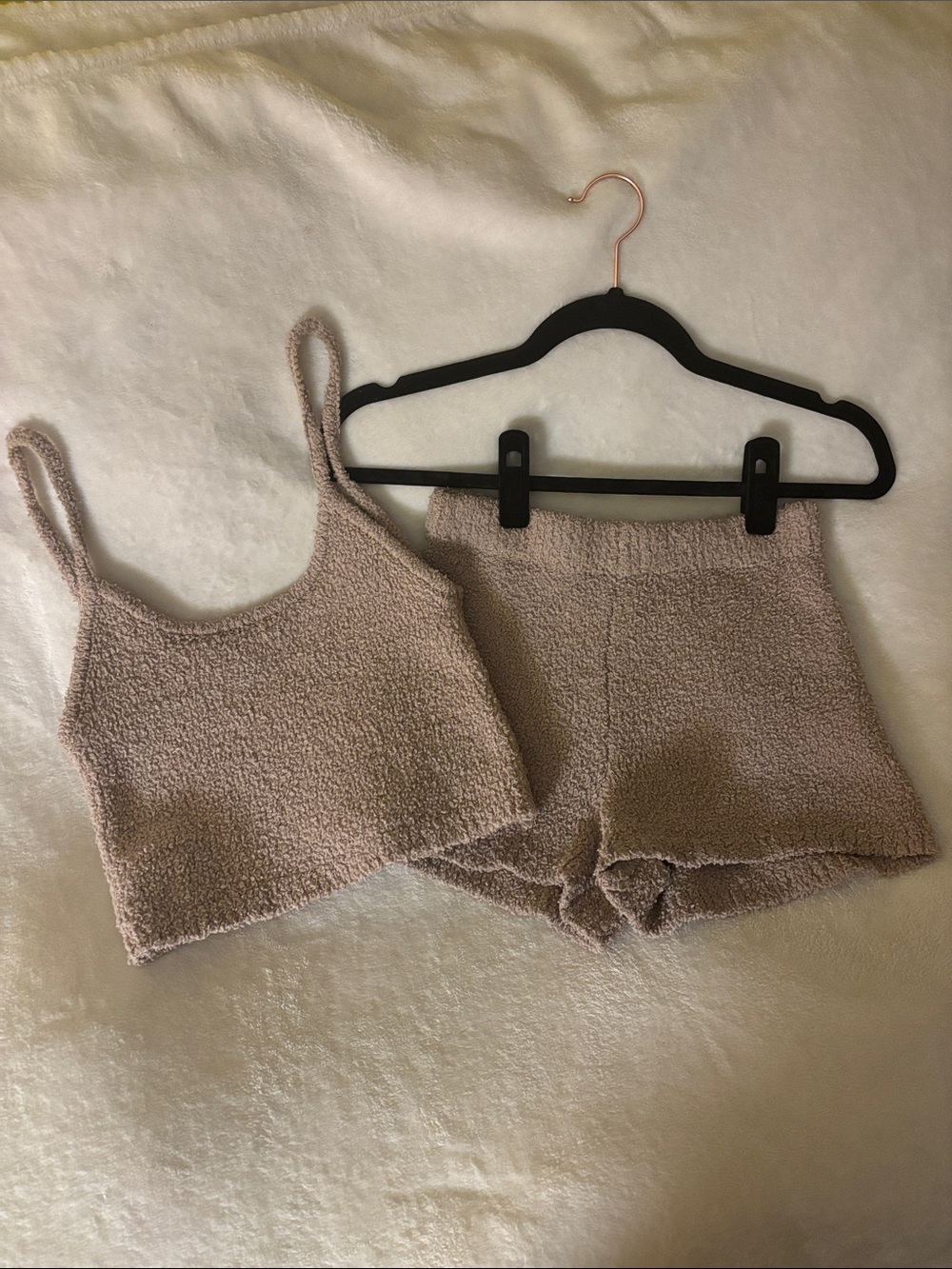 Garage Cozy Knit Tank and Shorts Loungewear Set - Taupe